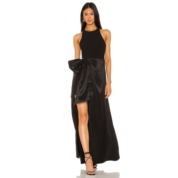 NWT Likely Mena Gown Size 6 Black Sleeveless Front Bow Back Zip Maxi Dress - Picture 4 of 10